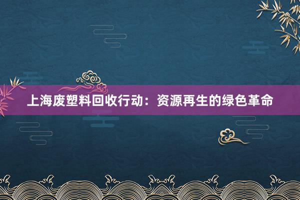 上海废塑料回收行动：资源再生的绿色革命